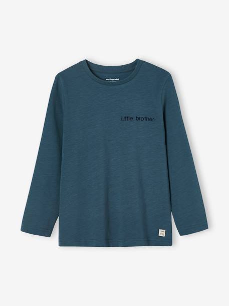 T-shirt couleur Basics personnalisable garçon manches longues Bleu+bois de rose+ECRU+marine+vert 5 - vertbaudet enfant 