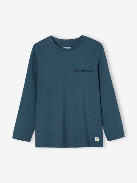 T-shirt couleur Basics personnalisable garçon manches longues Bleu+bois de rose+ECRU+marine+marron clair+vert 5 - vertbaudet enfant 