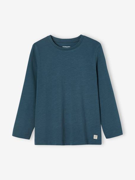 T-shirt garçon unis manches longues personnalisable anthracite+Bleu+jaune+marine+vert+vert sapin 6 - vertbaudet enfant 