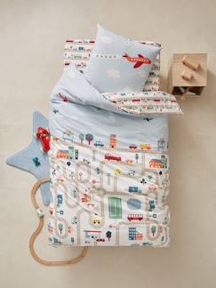 oeko-tex-Linge de maison et décoration-Linge de lit enfant-Housse de couette-Parure housse de couette + taie d'oreiller enfant AUTO-CITY