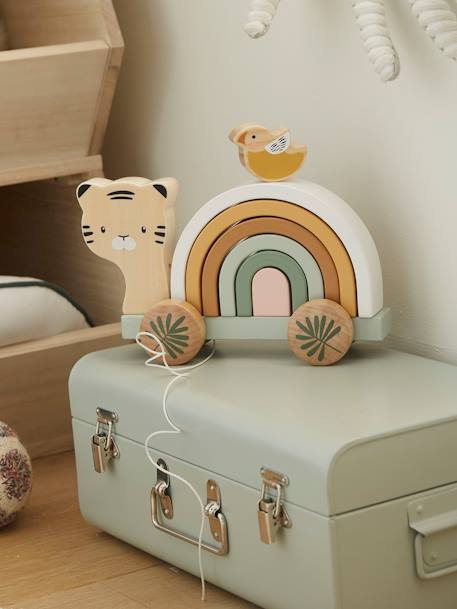 Jouet à empiler et à tirer tigre en bois FSC® vert 1 - vertbaudet enfant 