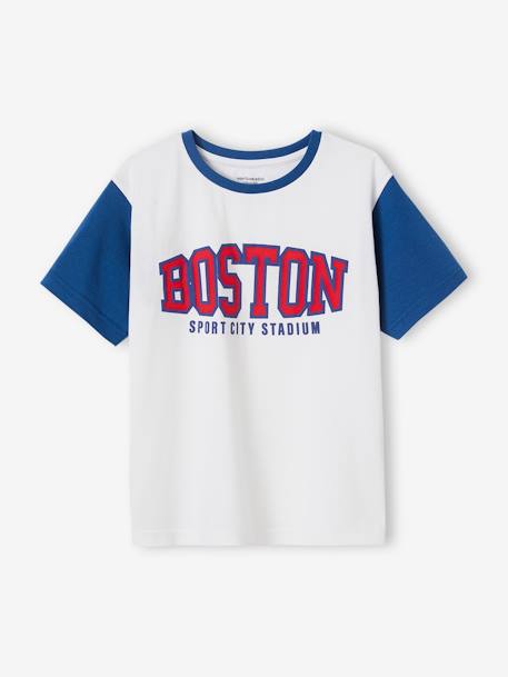 T-shirt sport team Boston garçon manches courtes contrastantes blanc 1 - vertbaudet enfant 