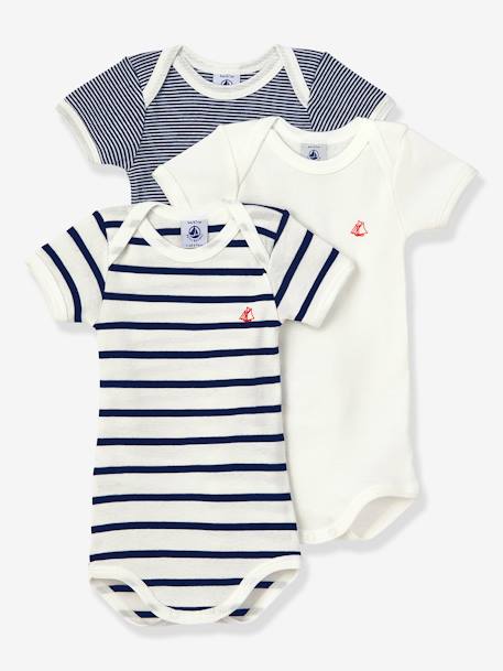 Lot de 3 bodies manches courtes en coton bio blanc 1 - vertbaudet enfant 