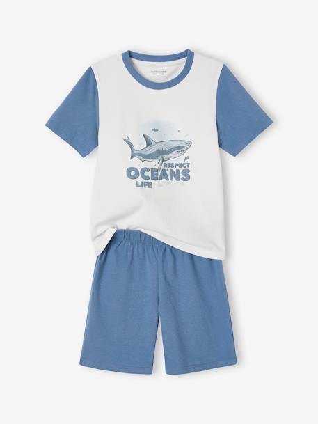 Pyjashort Basics imprimé requin garçon bleu jean 1 - vertbaudet enfant 