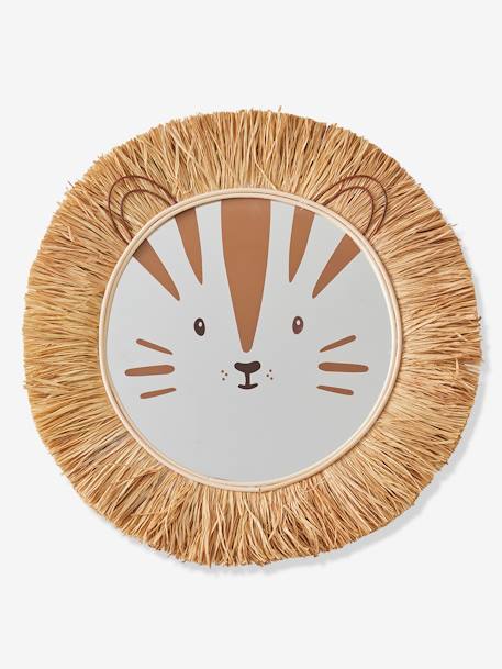 Miroir XL Lion en rotin et raphia moka 1 - vertbaudet enfant 