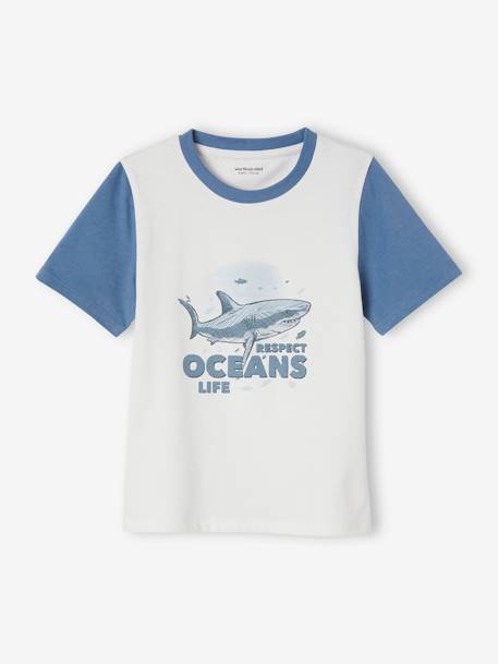 Pyjashort Basics imprimé requin garçon bleu jean 2 - vertbaudet enfant 