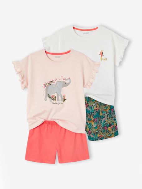 Fille-Pyjama, surpyjama-Lot de 2 pyjashorts Basics "Wild" fille