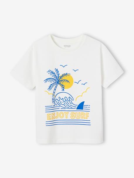 T-shirt motif paysage détails encre gonflante garçon bleu jean+écru 4 - vertbaudet enfant 