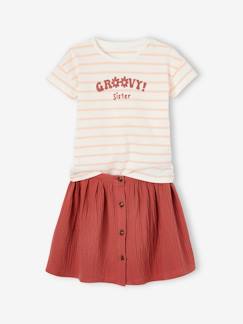 Ensemble tee-shirt et jupe en gaze de coton fille  - vertbaudet enfant