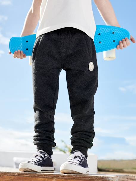 Pantalon jogging Basics garçon en molleton dark bleu ardoise+gris moyen chiné+marine chiné+noir chiné 14 - vertbaudet enfant 