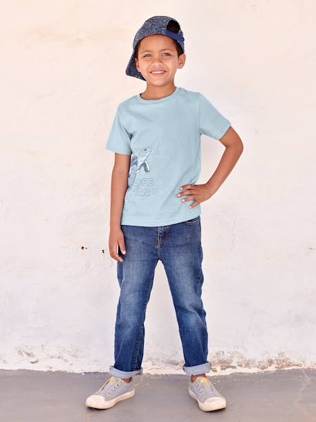 T-shirt animal en coton bio garçon bleu ciel+vert sauge 5 - vertbaudet enfant 