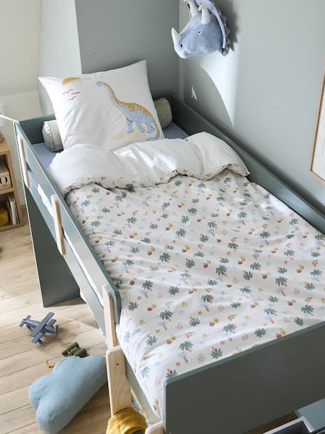 Parure housse de couette enfant et taie d'oreiller JURASSIC CAMP blanc imprimé 2 - vertbaudet enfant 