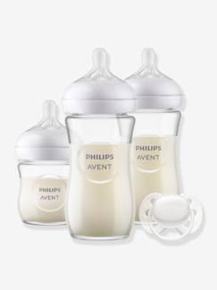 Puériculture-Repas-Coffret 3 biberons verre + sucette Philips AVENT Natural Response