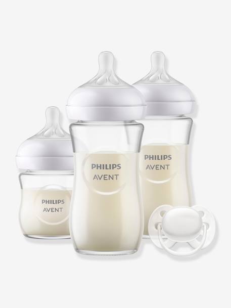 Coffret 3 biberons verre + sucette Philips AVENT Natural Response transparent 1 - vertbaudet enfant 