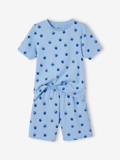 Pyjashort maille nid d'abeille imprimé monstres garçon bleu ciel 2 - vertbaudet enfant 