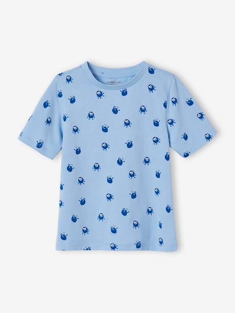 Pyjashort maille nid d'abeille imprimé monstres garçon bleu ciel 4 - vertbaudet enfant 