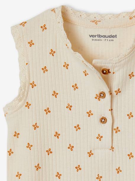 T-shirt Bébé Fille Imprimé Fleurs Vertbaudet - 100% Coton - Manches Volantées