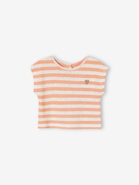 Ensemble bébé short, T-shirt rayé et bandeau orange 5 - vertbaudet enfant 