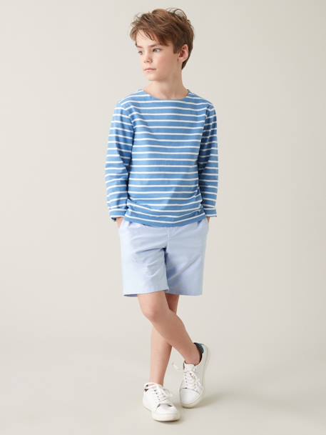 T-shirt marinière garçon Cyrillus en coton bio rayé bleu+rouge 2 - vertbaudet enfant 