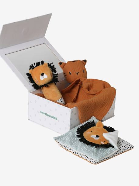 Coffret cadeau 3 pièces : doudou lange personnalisable + hochet + livre imagier Forêt Enchantée+TANZANIE 13 - vertbaudet enfant 