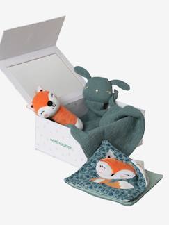 Jouet-Premier âge-Doudous et jouets en tissu-Coffret cadeau 3 pièces : doudou lange personnalisable + hochet + livre imagier