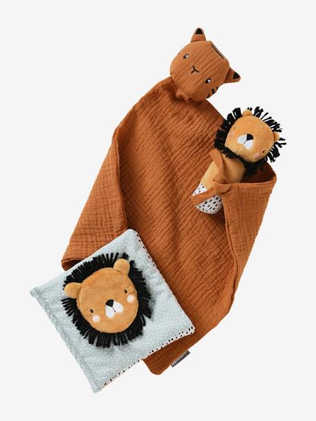 Coffret cadeau 3 pièces : doudou lange personnalisable + hochet + livre imagier Forêt Enchantée+TANZANIE 14 - vertbaudet enfant 