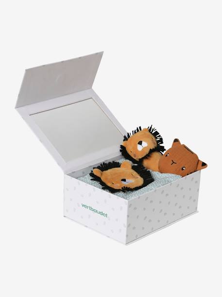 Coffret cadeau 3 pièces : doudou lange personnalisable + hochet + livre imagier Forêt Enchantée+TANZANIE 15 - vertbaudet enfant 