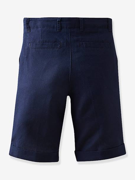 Bermuda de cérémonie lin/coton garçon Marine 4 - vertbaudet enfant 