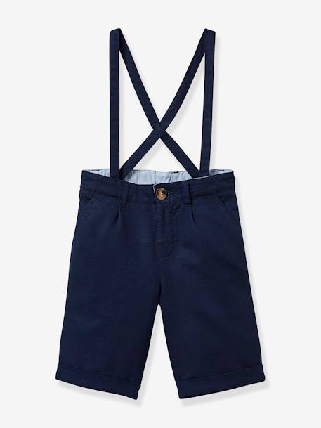 Bermuda de cérémonie lin/coton garçon Marine 4 - vertbaudet enfant 