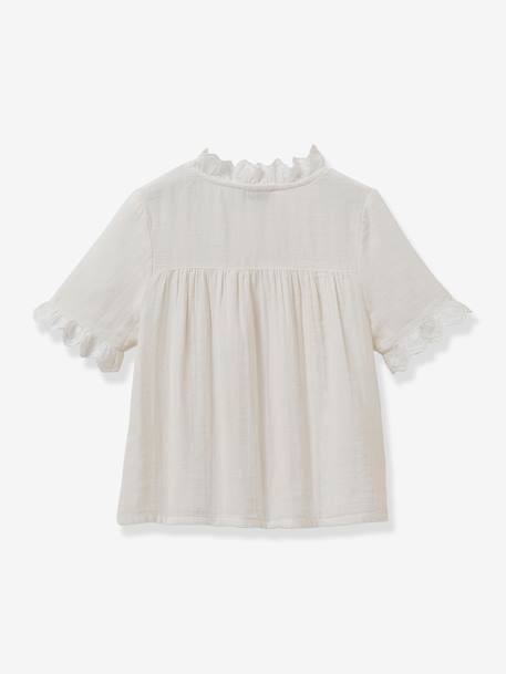 Fille-Chemise, blouse, tunique-Chemise fille avec broderie anglaise CYRILLUS