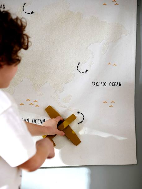 Carte du Monde mappemonde murale tissu écru 2 - vertbaudet enfant 