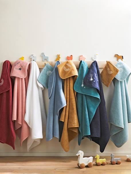 Cape de bain personnalisable et gant de toilette blanc+bleu moyen+framboise+ocre+rose poudré+vert bleuté+vert céladon 14 - vertbaudet enfant 