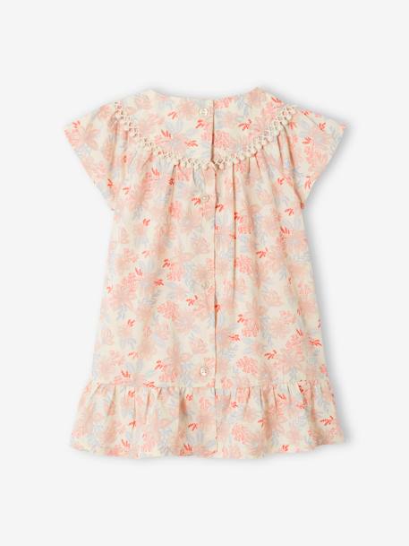 Robe fleurie bébé manches courtes écru 4 - vertbaudet enfant 