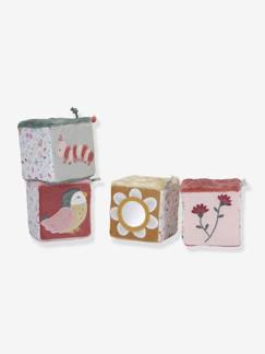 Jouet-Premier âge-Doudous et jouets en tissu-Lot de 4 cubes doux - Flowers & Butterflies - LITTLE DUTCH