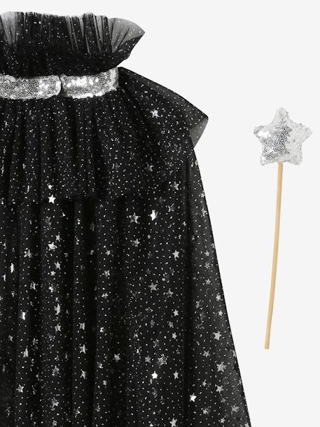 Cape à étoiles et paillettes + baguette blanc+noir 10 - vertbaudet enfant 
