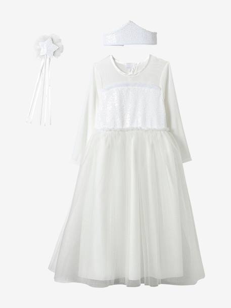 Déguisement de princesse avec cape, baguette et couronne blanc 2 - vertbaudet enfant 