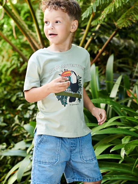 Tee-shirt motif toucan garçon vert sauge 4 - vertbaudet enfant 