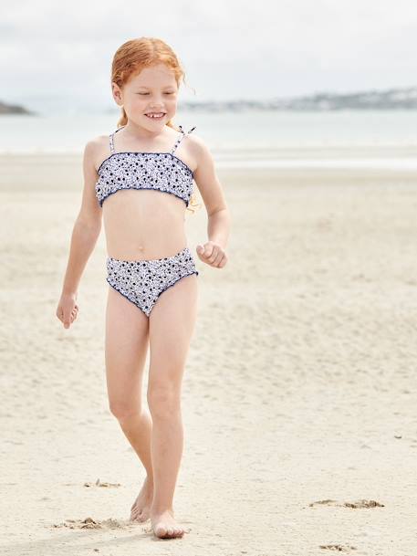 Maillot de bain 2 pièces fleuri fille bleu 1 - vertbaudet enfant 