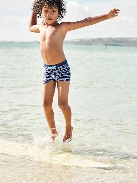 Boxer de bain imprimé tropical garçon rayé marine 1 - vertbaudet enfant 