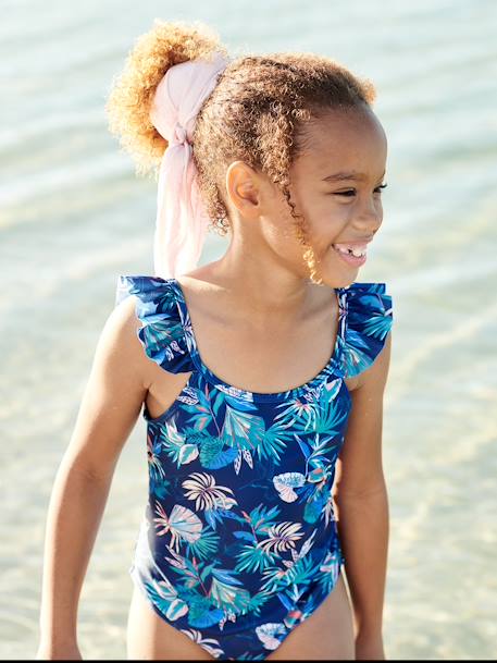 Maillot de bain 1 pièce imprimé tropical fille marine 6 - vertbaudet enfant 