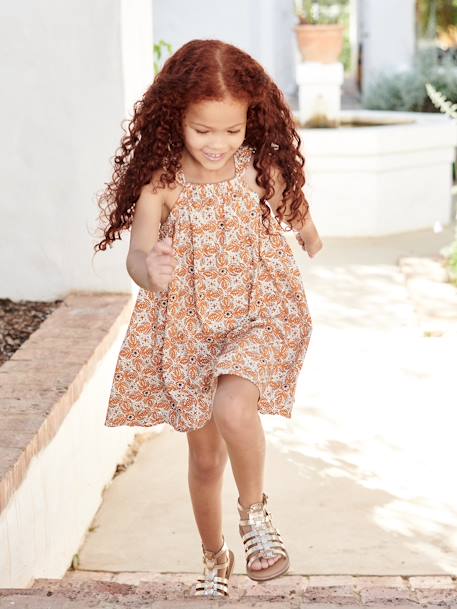 Sandales cuir fille esprit spartiates noir+or 11 - vertbaudet enfant 