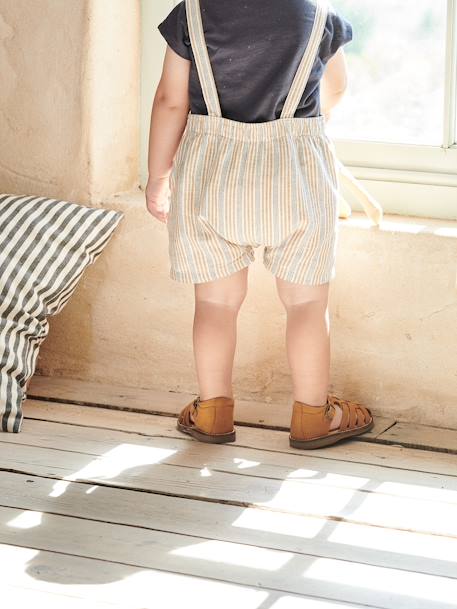 Ensemble bébé T-shirt et salopette rayée écru 10 - vertbaudet enfant 