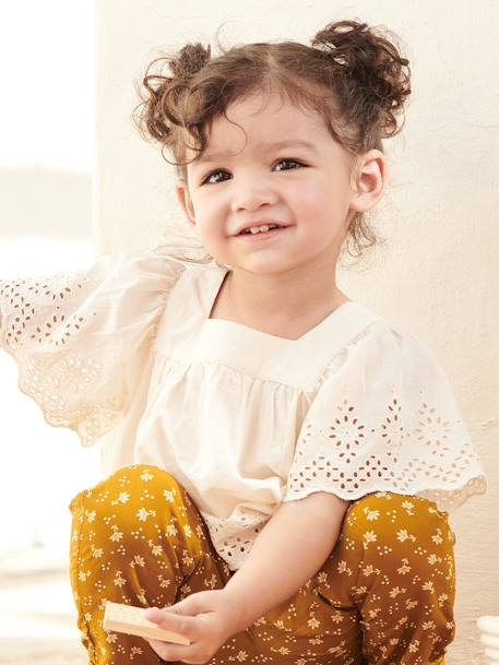 Blouse manches courtes bébé en broderie anglaise écru 2 - vertbaudet enfant 