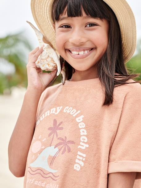 Tee-shirt en éponge motif palmiers fille argile 1 - vertbaudet enfant 