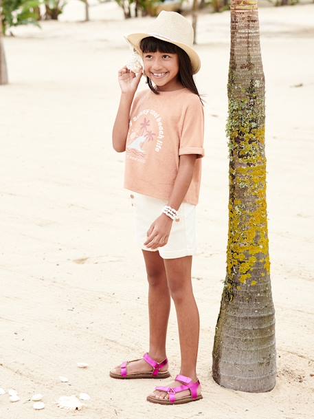 Tee-shirt en éponge motif palmiers fille argile 6 - vertbaudet enfant 