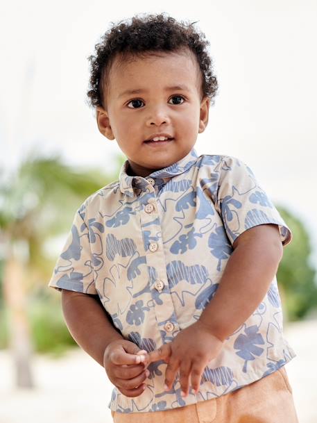 Chemise bébé manches courtes beige 1 - vertbaudet enfant 