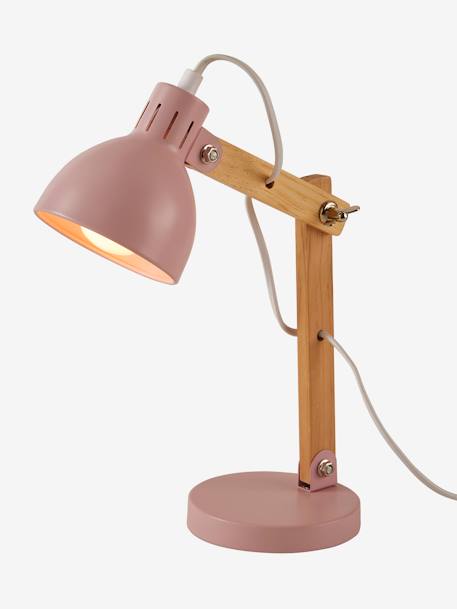 Lampe de bureau bois et métal rose - Vertbaudet
