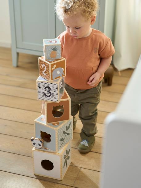 Tour de cubes avec formes à encastrer en bois FSC® Tanzanie 3 - vertbaudet enfant 