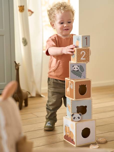 Tour de cubes avec formes à encastrer en bois FSC® Tanzanie 4 - vertbaudet enfant 