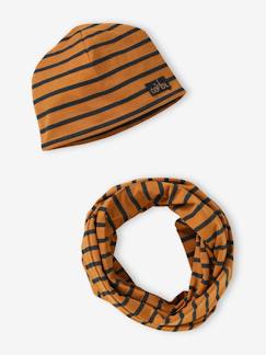 Ensemble rayé garçon bonnet + snood  - vertbaudet enfant